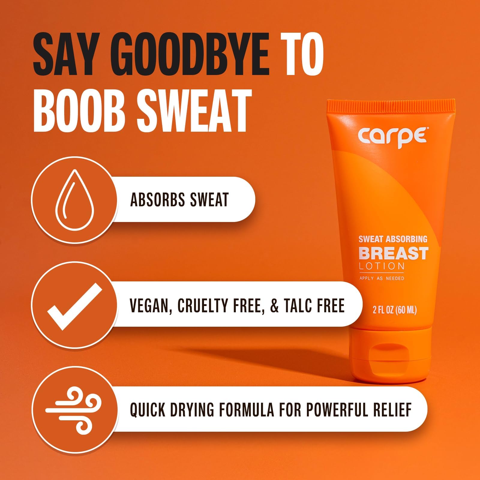 Carpe No-Sweat Breast (Pack of 2) – Sweat-Absorbing Lotion for Under-Breast Dryness and Chafing Prevention