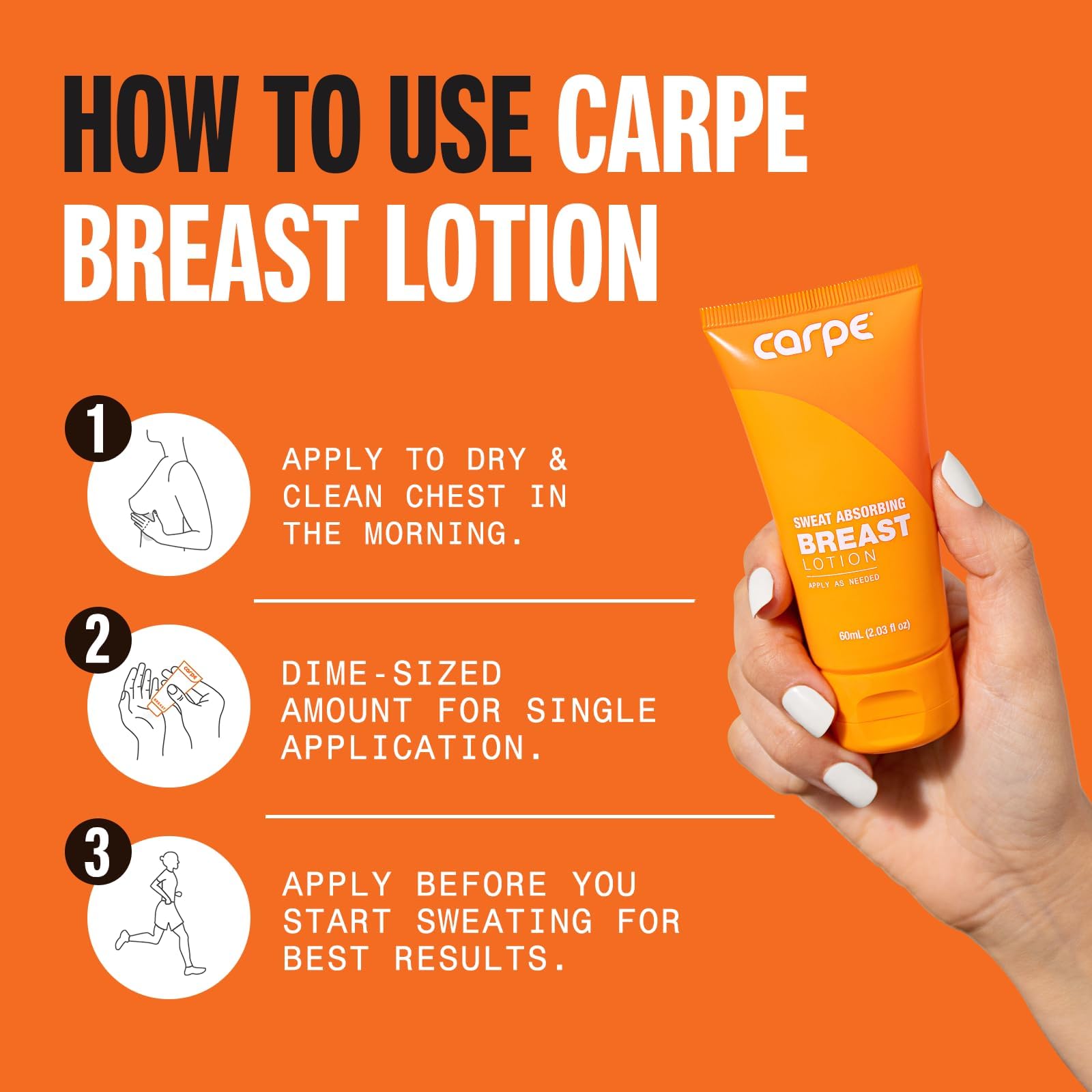 Carpe No-Sweat Breast (Pack of 2) – Sweat-Absorbing Lotion for Under-Breast Dryness and Chafing Prevention