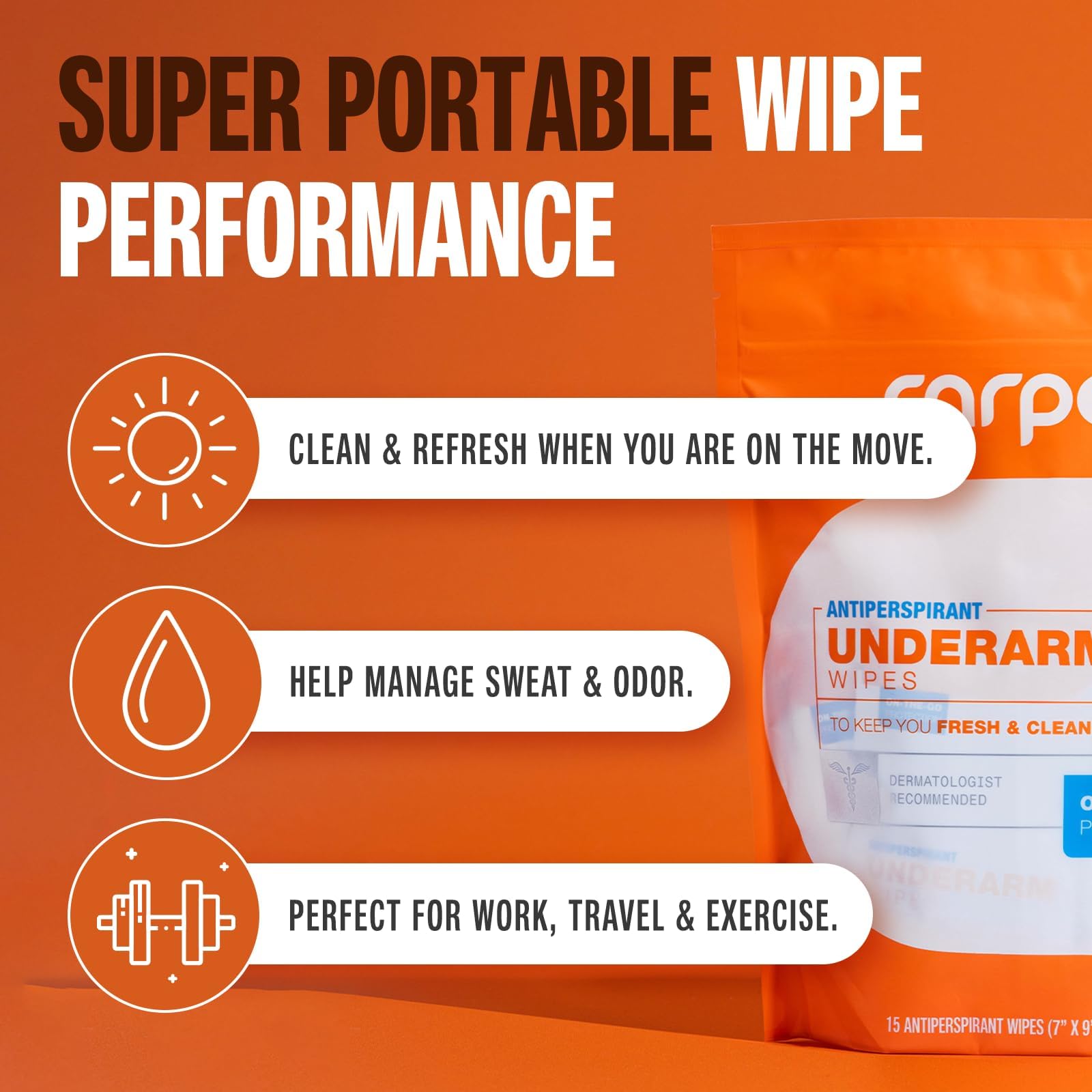 Carpe On-The-Go Antiperspirant Underarm Wipes – Pack of 2 Boxes | Sweat Relief On The Move