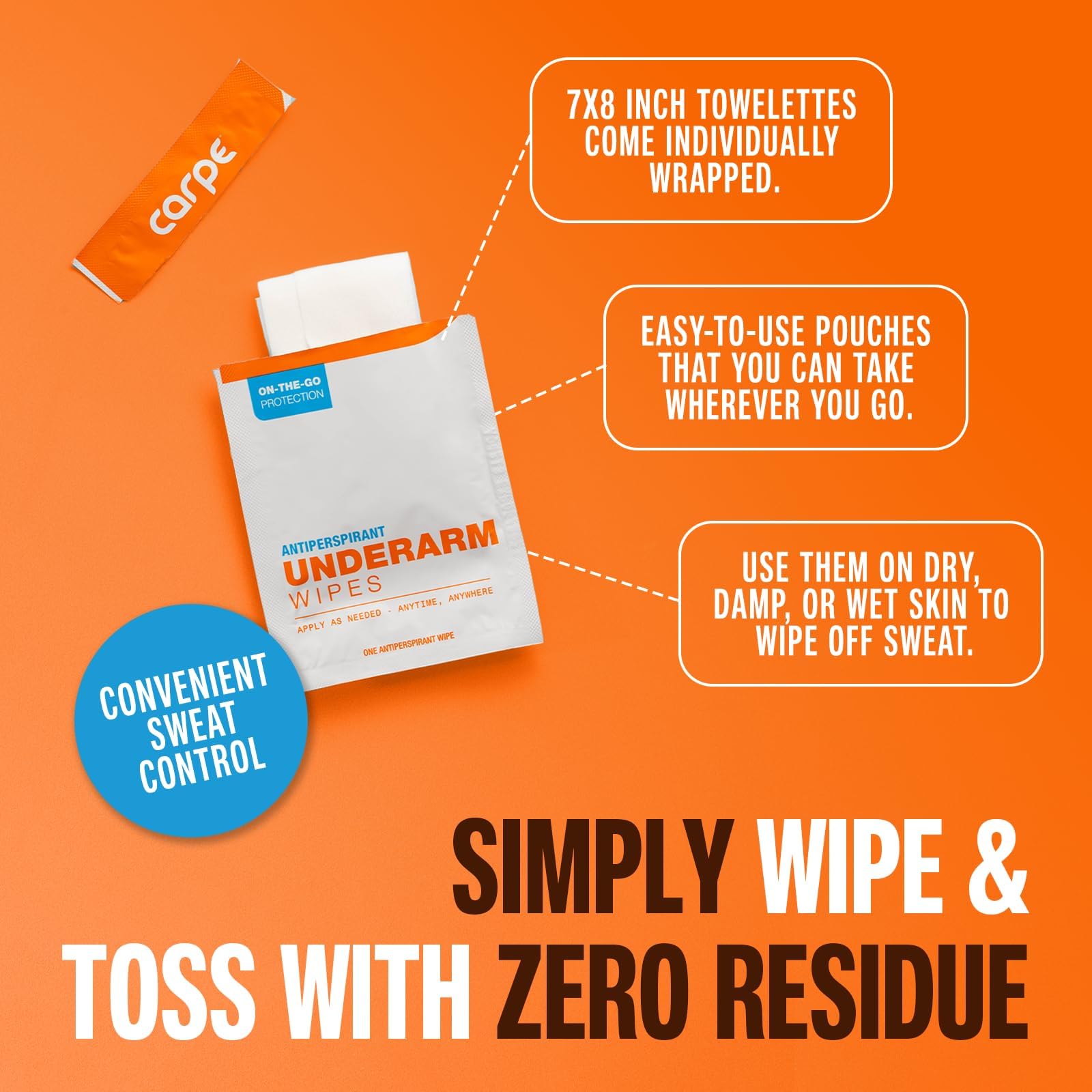 Carpe On-the-Go Antiperspirant Wipes — 3-Box Pack for Sweat Relief On the Move