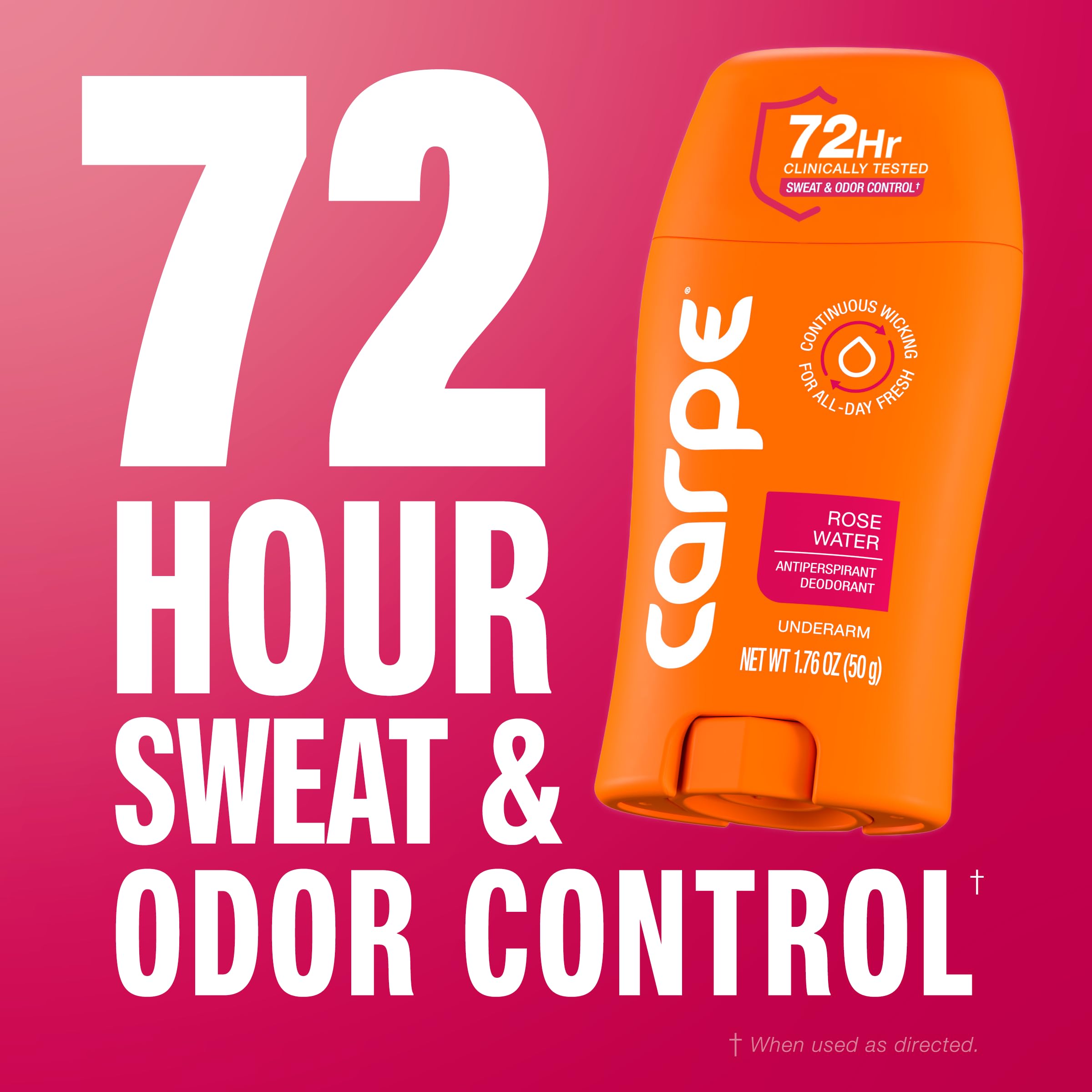 Carpe Rose Water Underarm Antiperspirant for Women – 72-Hour Sweat & Odor Protection (3 Pack)