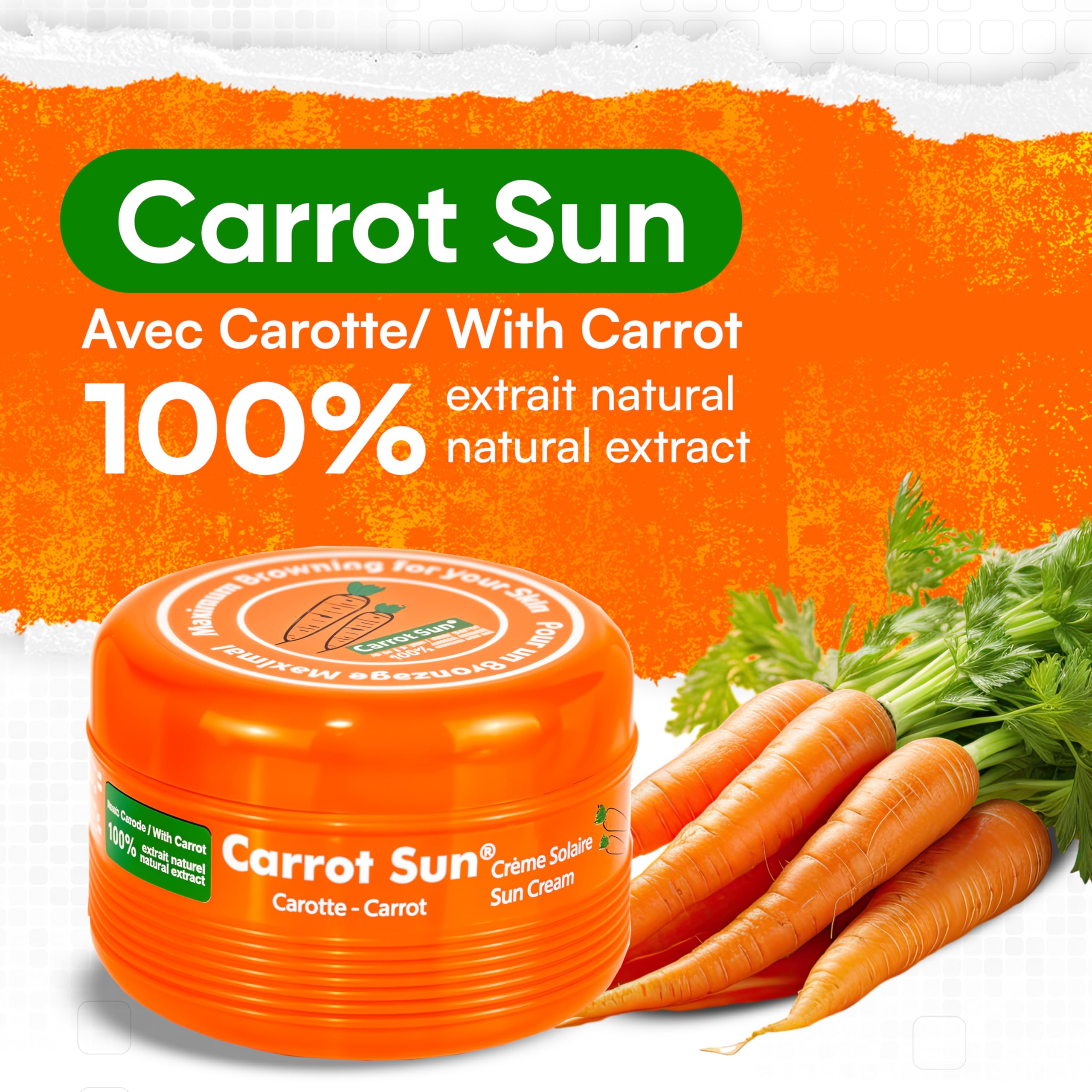 Carrot Sun Tanning Accelerator – 350ml Carotene Gel with Natural Carrot Oil | SPF0