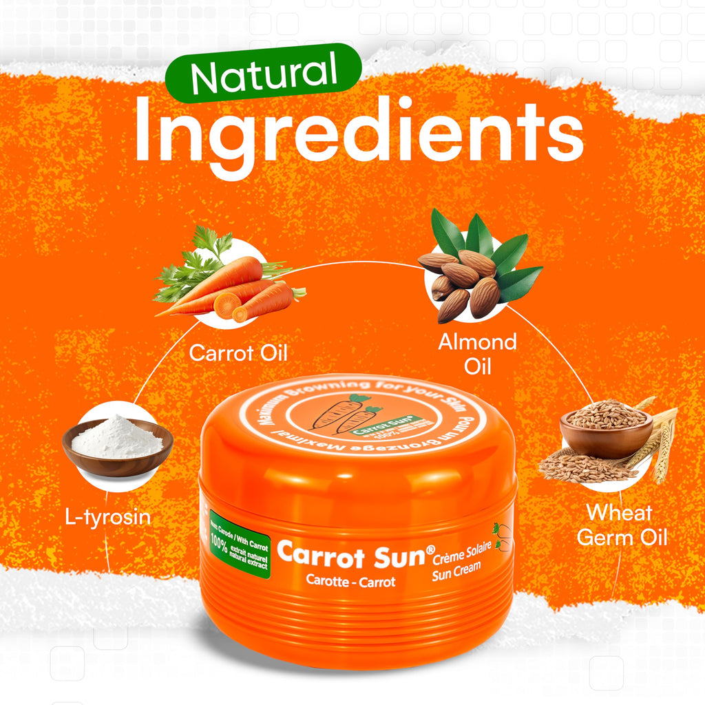 Carrot Sun Tanning Accelerator – 350ml Carotene Gel with Natural Carrot Oil | SPF0