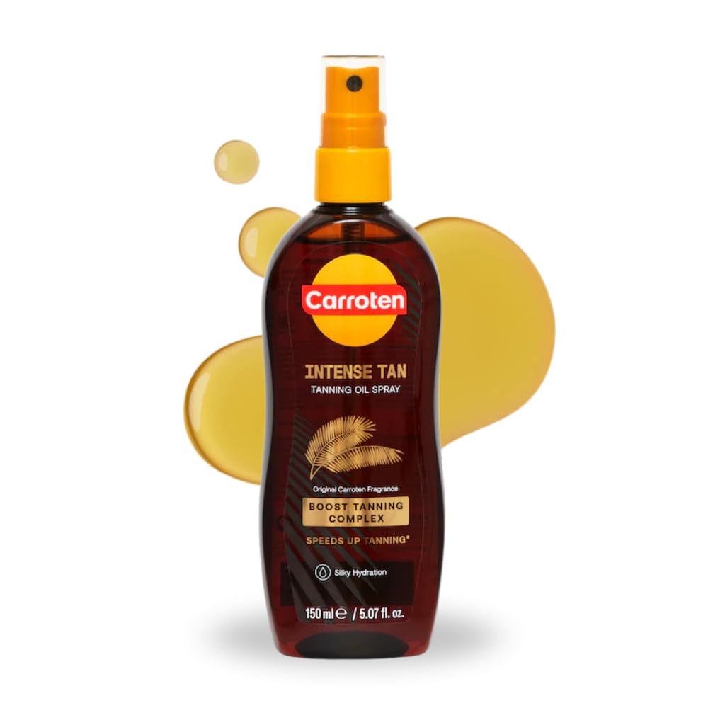 Carroten Intensive Tanning Oil Spray – Carrot & Coconut Oils with Vitamin E for Deeper Tan