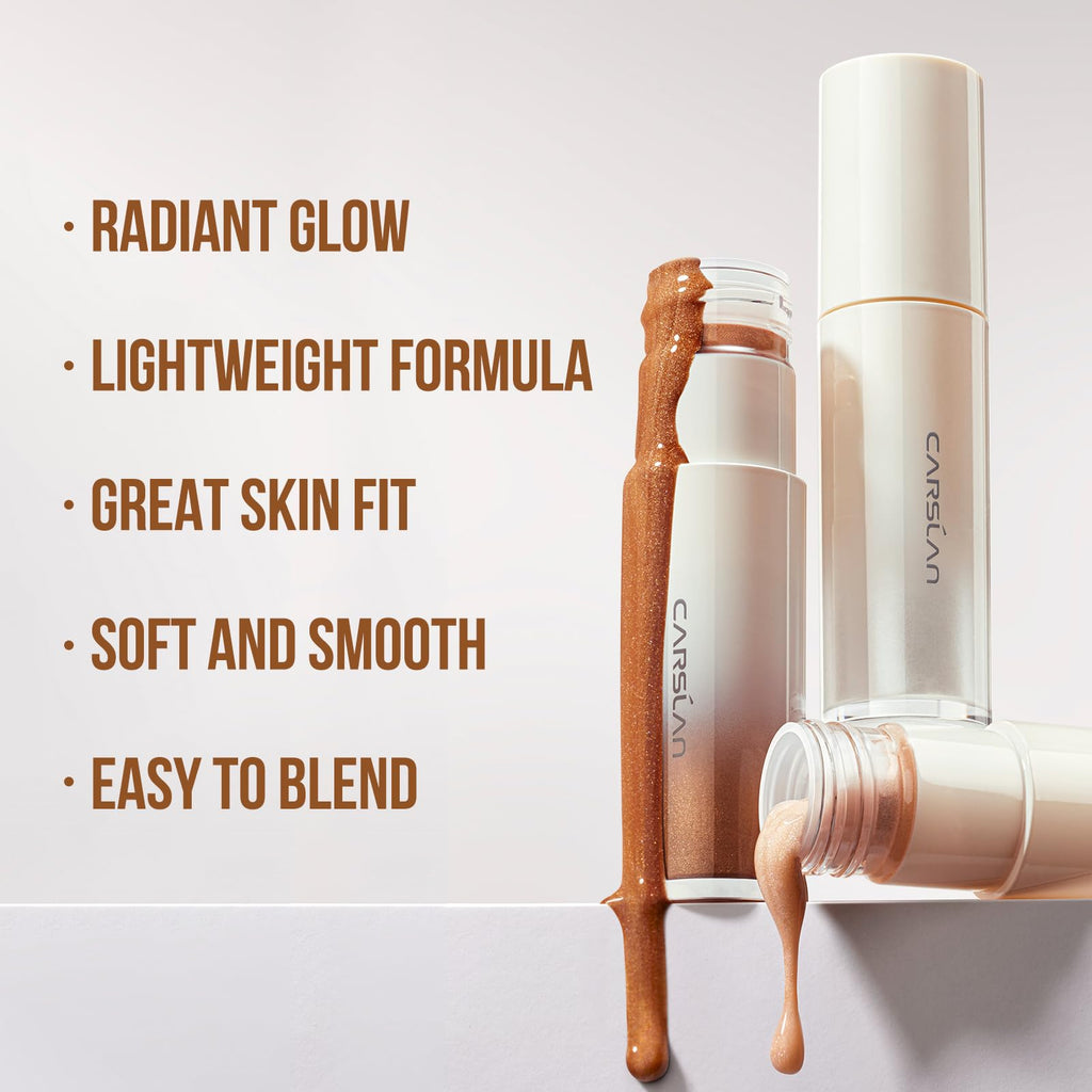CARSLAN 3D Liquid Highlighter – Dewy Glow, Lightweight Illuminator (Silver Crystal)