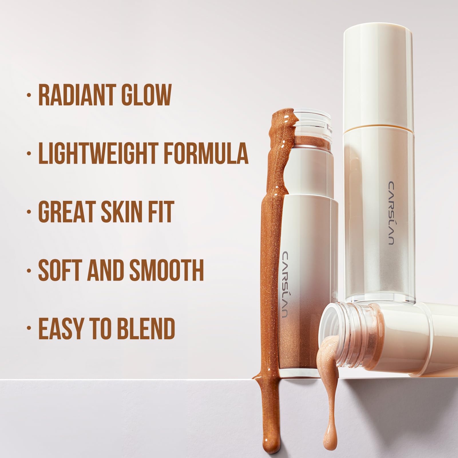 CARSLAN 3D Liquid Highlighter – Dewy Glow, Lightweight Illuminator (Silver Crystal)