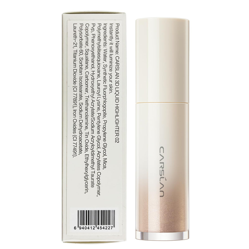 CARSLAN 3D Liquid Highlighter Champagne Gold – Dewy, Lightweight Glow Stick