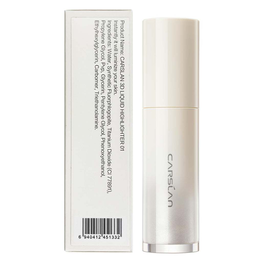 CARSLAN 3D Liquid Highlighter – Dewy Glow, Lightweight Illuminator (Silver Crystal)