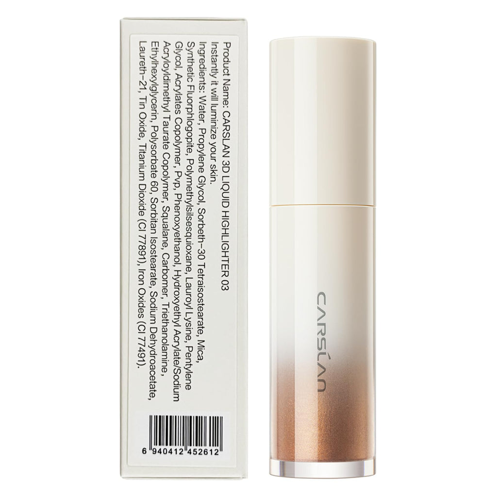 CARSLAN 3D Liquid Highlighter - Bronze Cold, Lightweight Dewy Glow