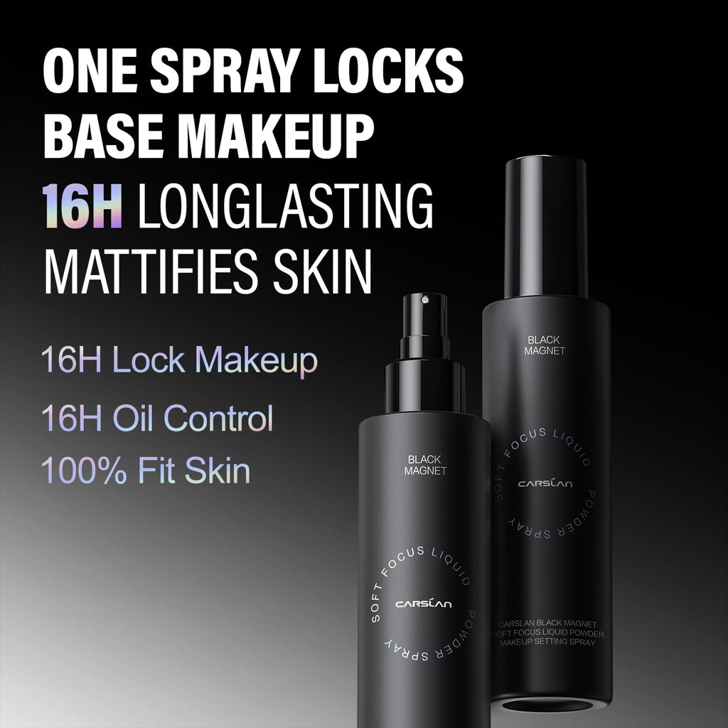CARSLAN Black Magnet Setting Spray — 16H Matte, Waterproof, Oil Control, 100ml