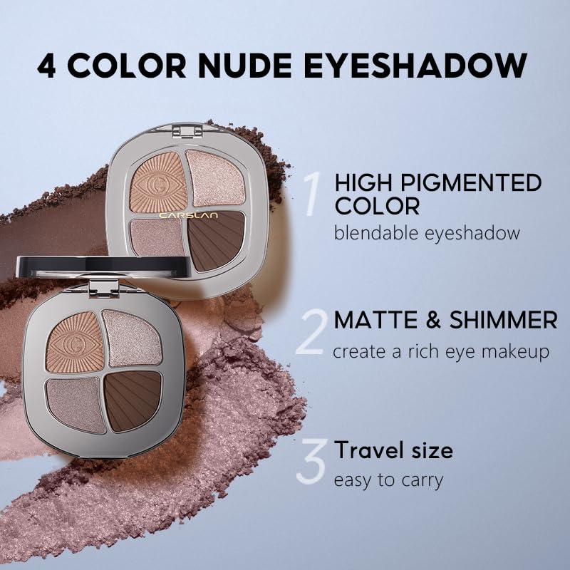 CARSLAN Eyeshadow Palette – Smoky Brown (05) Matte & Shimmer Nude Shades for Daily Looks