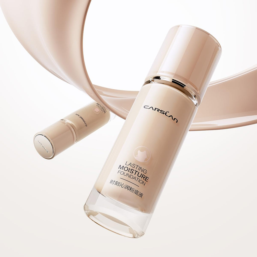 CARSLAN Lasting Moisture Foundation – 24H Longwear, Dewy Finish, Poreless, Lightweight, Oil-Free | P02