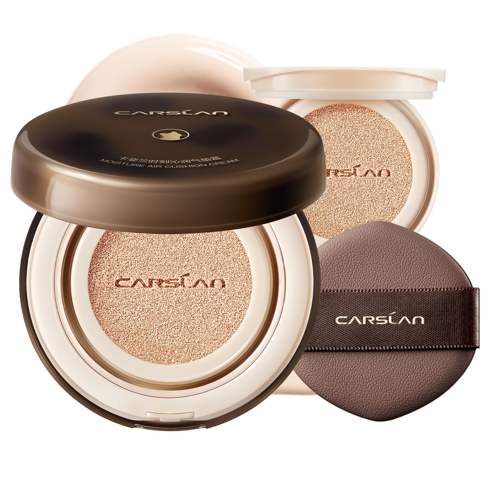CARSLAN Lasting Air Cushion Foundation – Oil Control, Medium to Full Coverage, P01 Fair Pink (Refill Included)