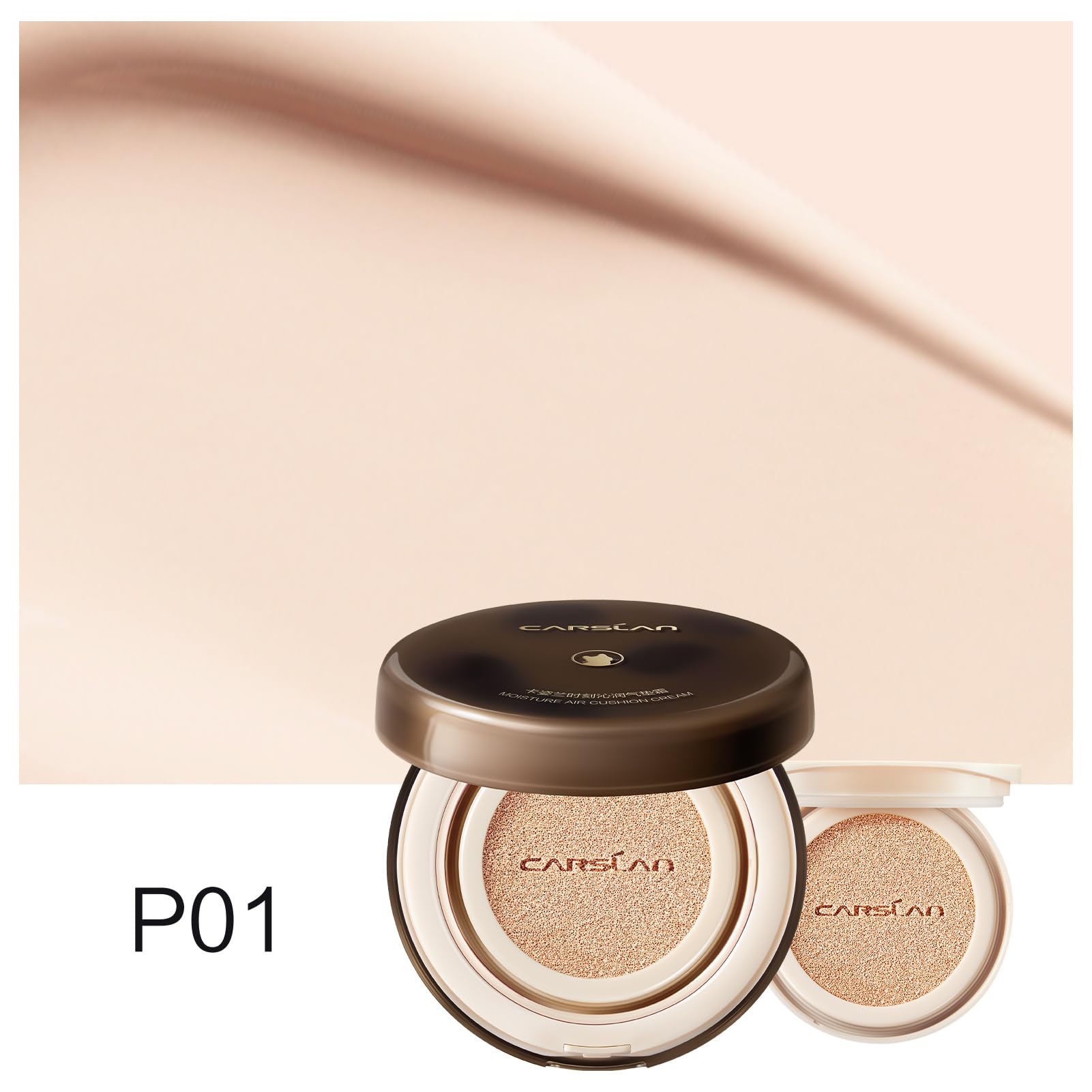 CARSLAN Lasting Air Cushion Foundation – Oil Control, Medium to Full Coverage, P01 Fair Pink (Refill Included)
