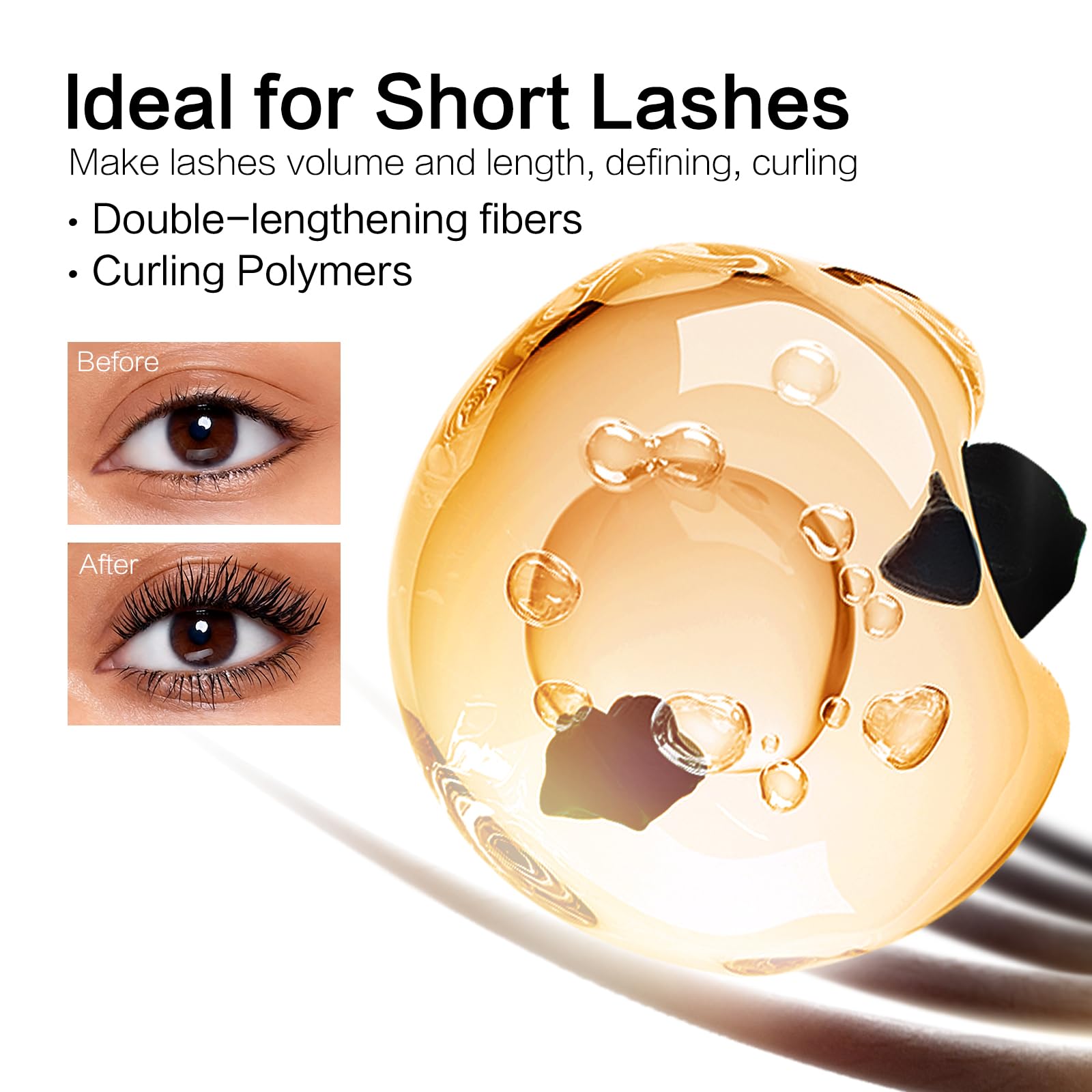 CARSLAN Light-Lengthening Mascara – Slim Silicone Brush, Smudge-Proof, Quick-Dry, Long Lasting Volume