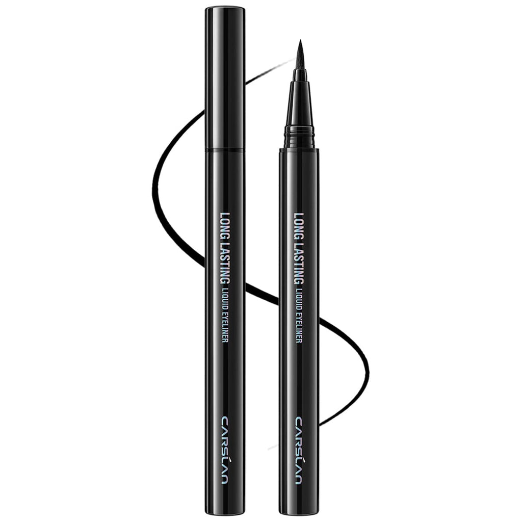 CARSLAN Liquid Eyeliner – Black, 0.1mm Felt Tip, 12H Waterproof & Smudgeproof (2 Count)
