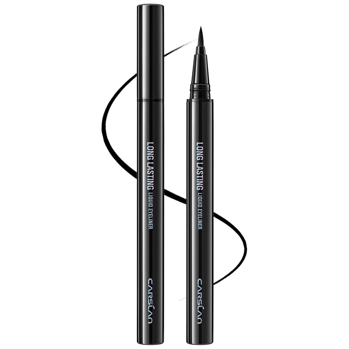 CARSLAN Liquid Eyeliner – Black, 0.1mm Felt Tip, 12H Waterproof & Smudgeproof (2 Count)