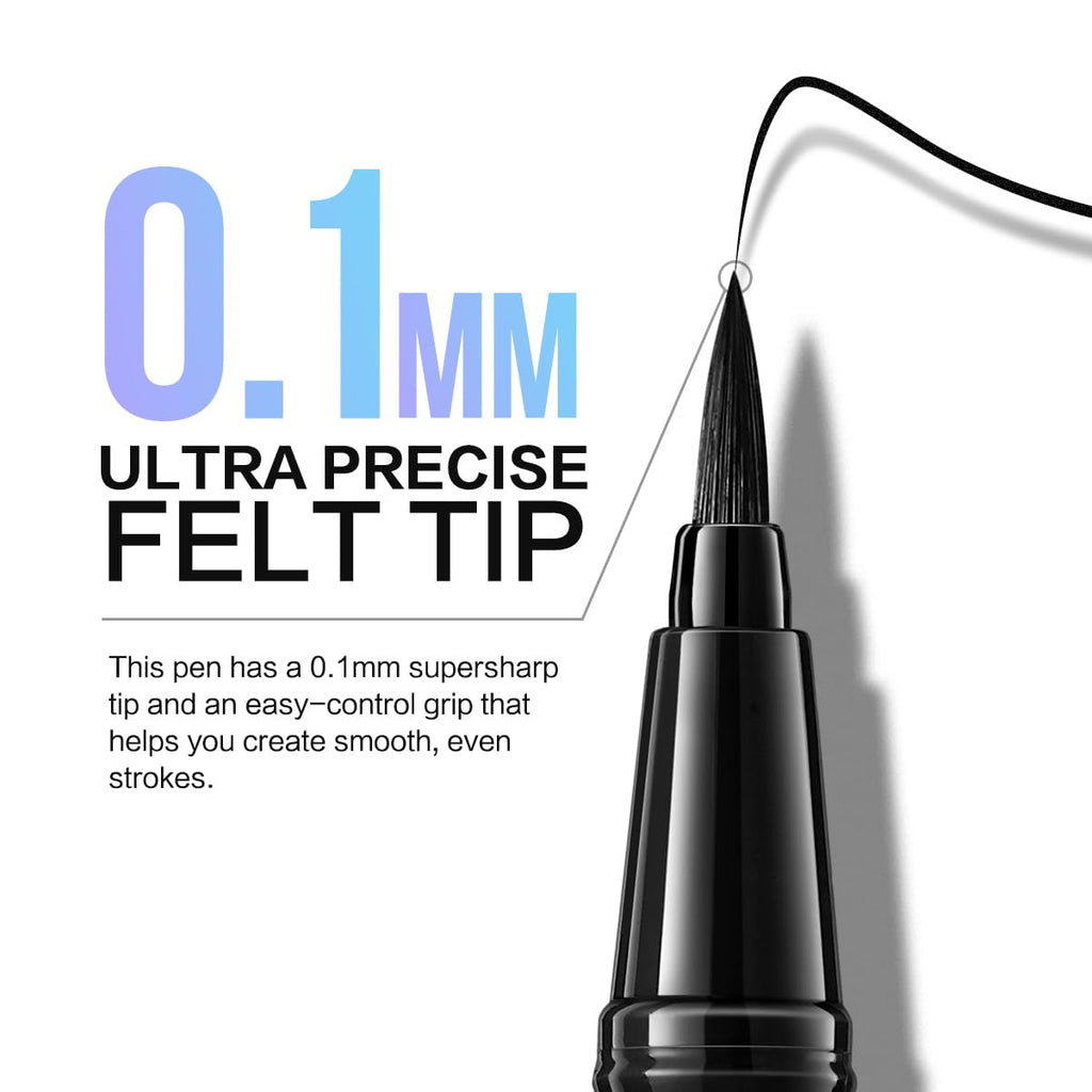 CARSLAN Liquid Eyeliner – Black, 0.1mm Felt Tip, 12H Waterproof & Smudgeproof (2 Count)