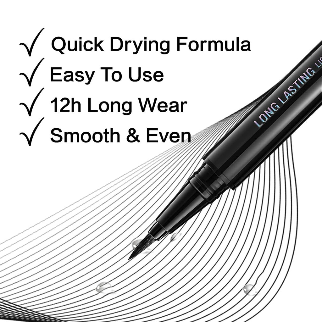 CARSLAN Liquid Eyeliner – Black, 0.1mm Felt Tip, 12H Waterproof & Smudgeproof (2 Count)