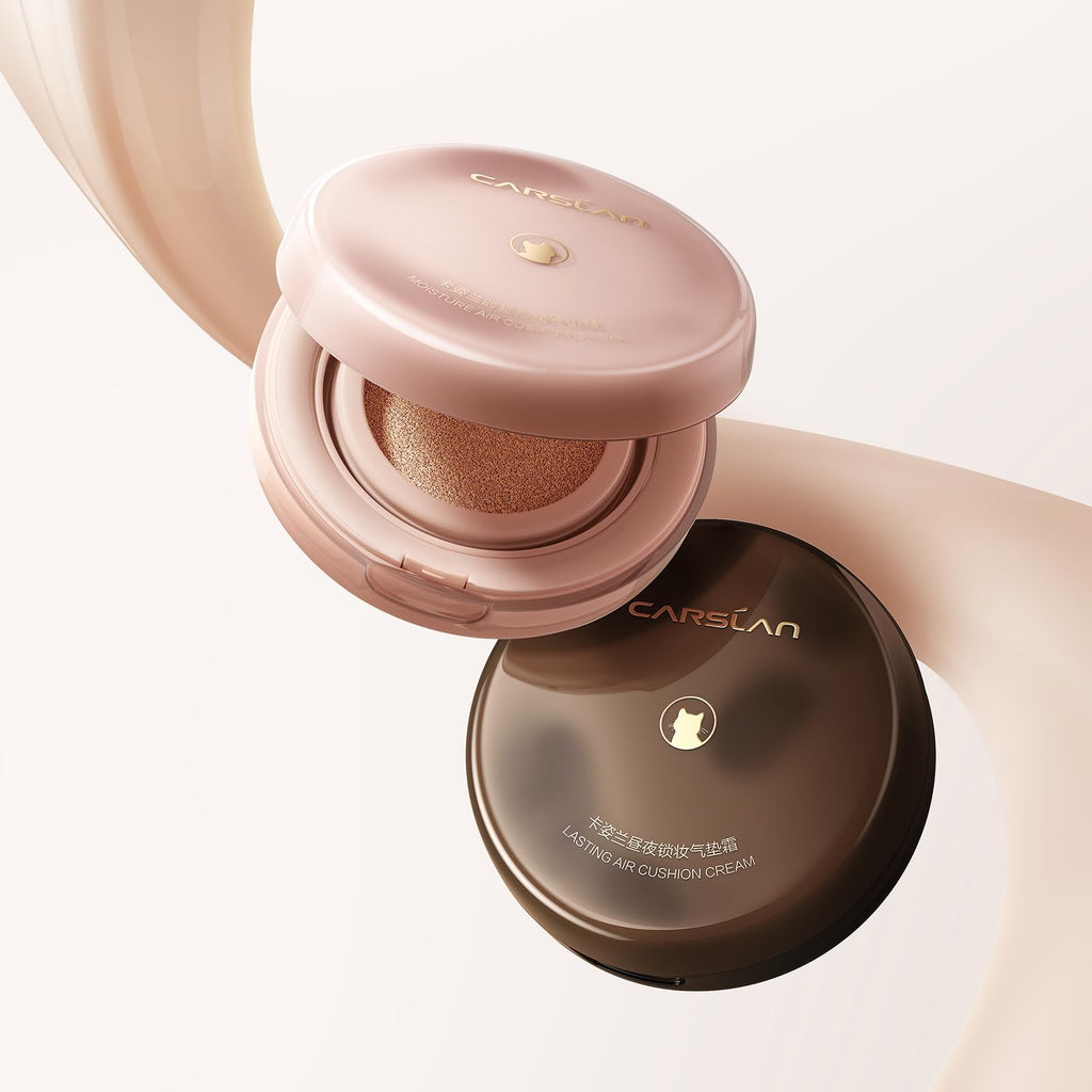 CARSLAN Moisture Air Cushion Cream Foundation – W01 Natural Warm, Hydrating, Dewy Full Coverage with Hyaluronic Acid