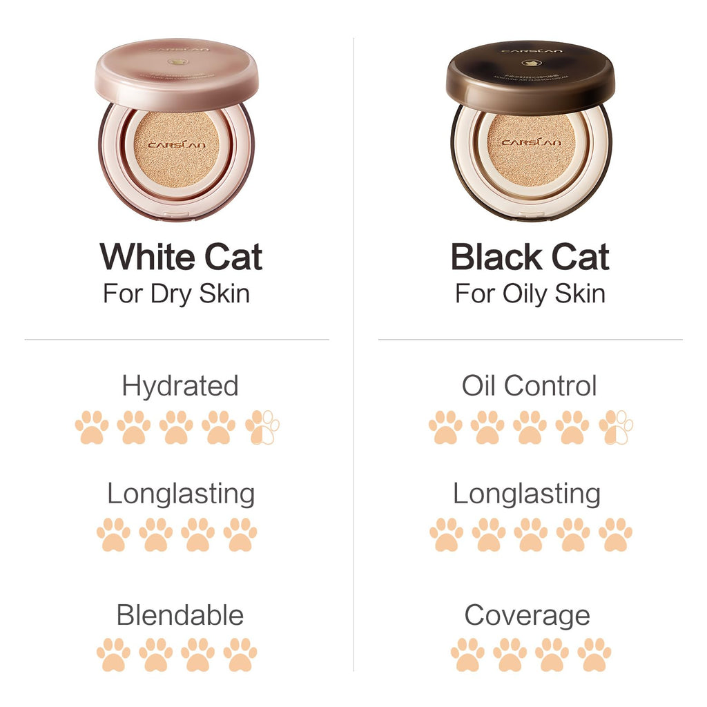 CARSLAN Moisture Air Cushion Cream Foundation – W01 Natural Warm, Hydrating, Dewy Full Coverage with Hyaluronic Acid