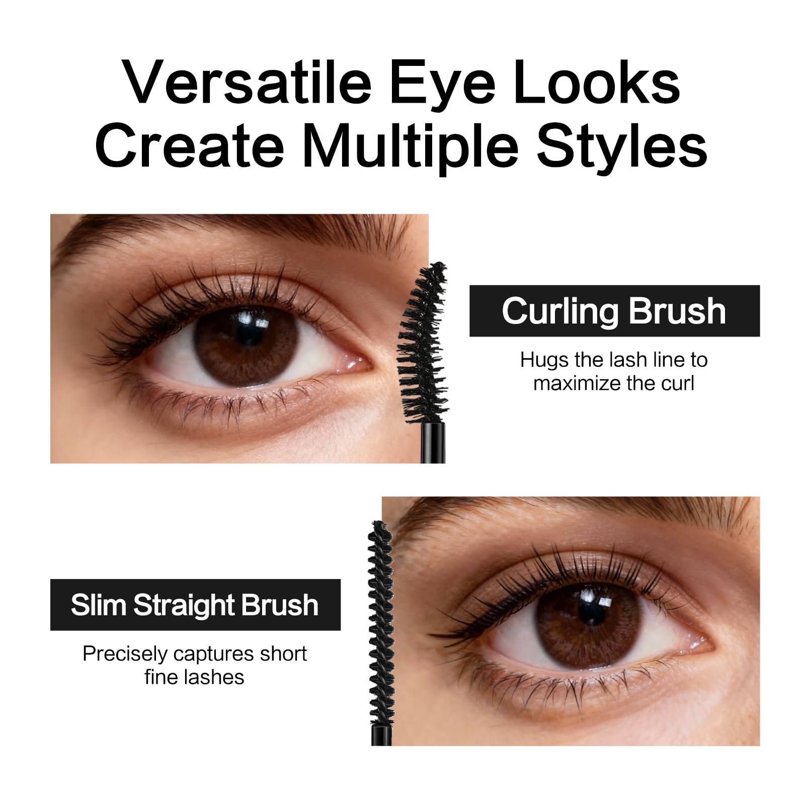 CARSLAN Double Extension Curling Mascara – Dual Brush for Lengthening & Curling, Smudge-Proof All-Day Wear