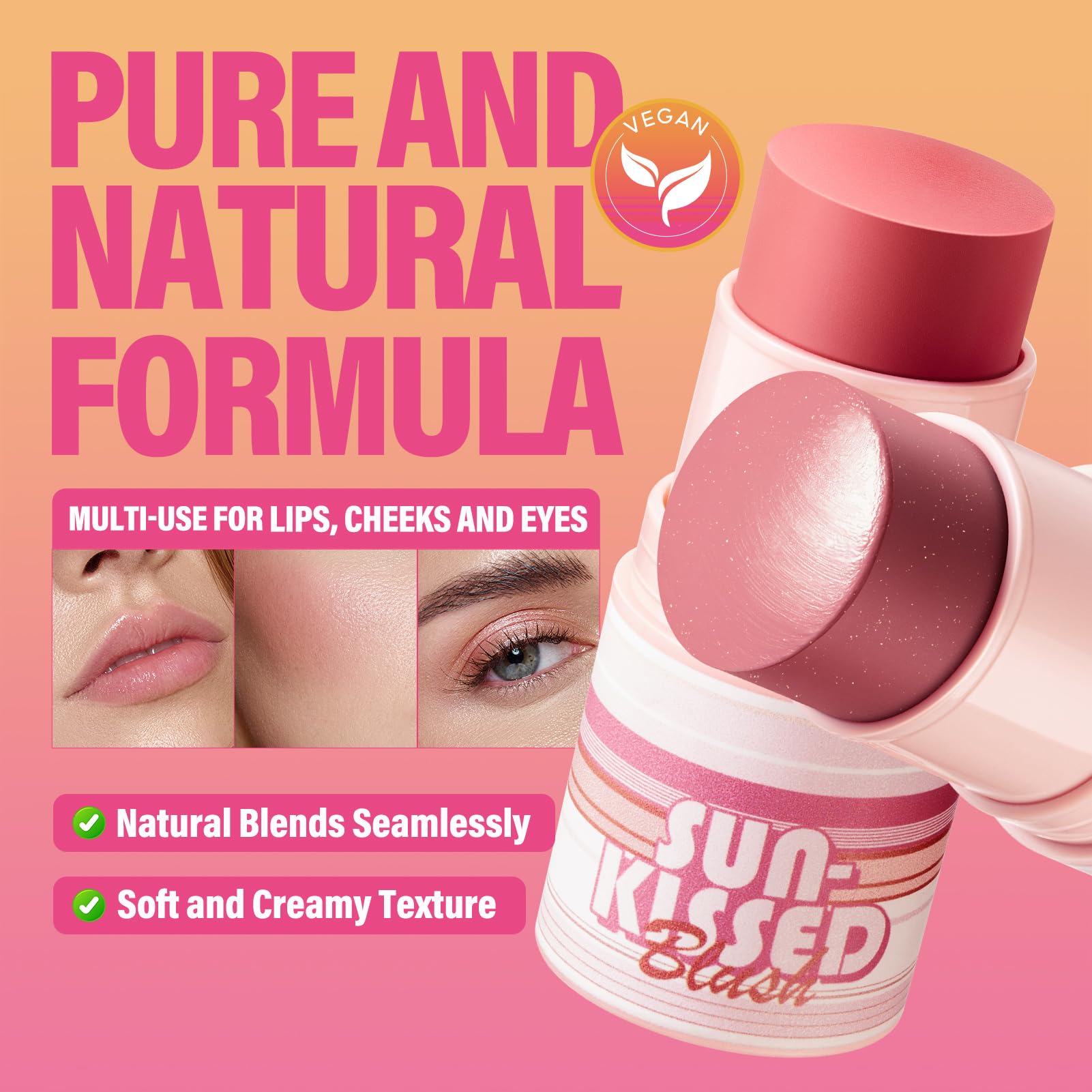 CARSLAN Sun Kissed Blush & Bronzer Stick Morning – Multi-Use Matte Cream for Cheeks, Lips & Eyes