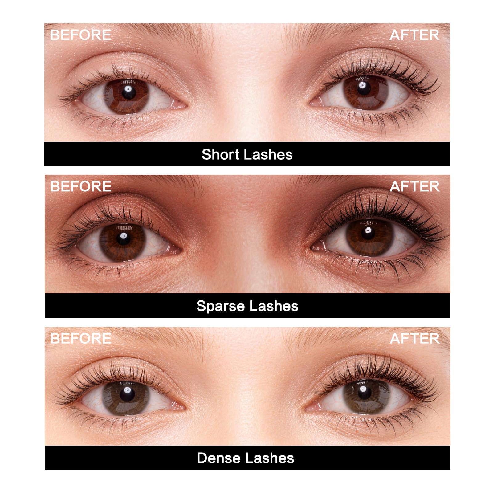 CARSLAN Light-Lengthening Mascara – Slim Silicone Brush, Smudge-Proof, Quick-Dry, Long Lasting Volume