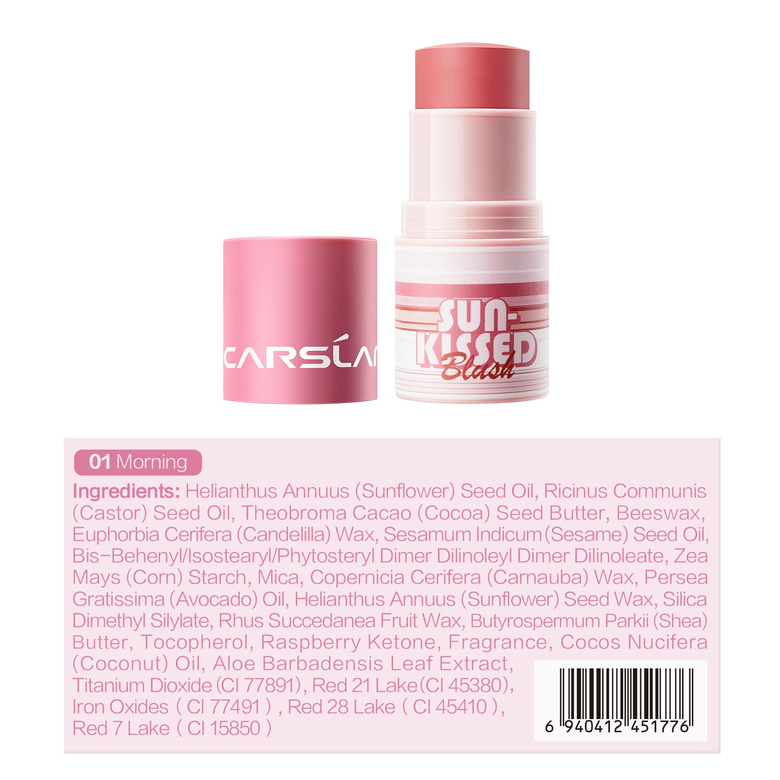 CARSLAN Sun Kissed Blush & Bronzer Stick Morning – Multi-Use Matte Cream for Cheeks, Lips & Eyes