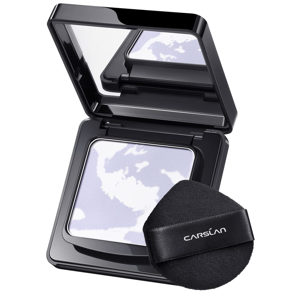 CARSLAN Waterproof Face Pressed Powder Compact | 24H Oil Control, Translucent Matte 03 Light Purple