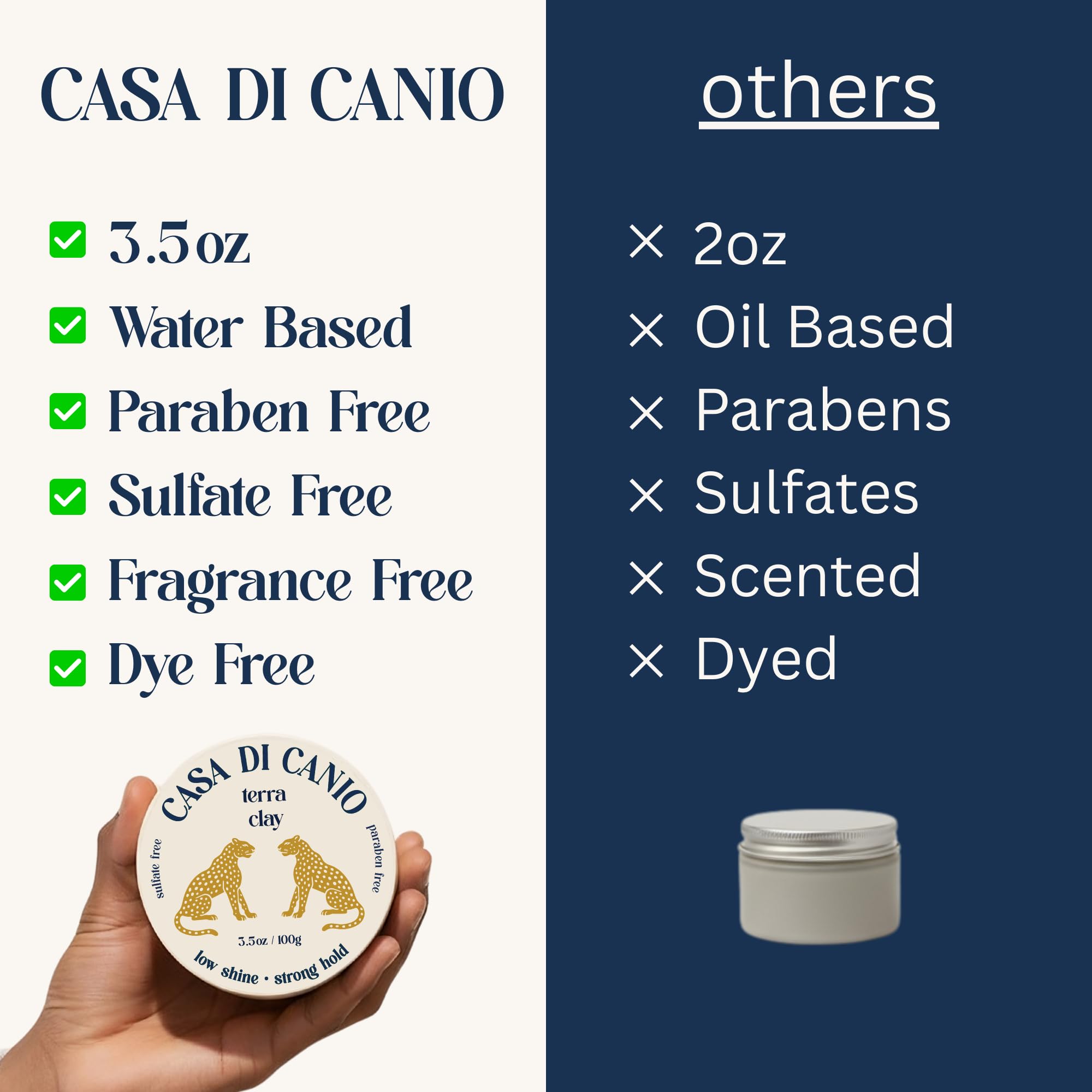 Casa Di Canio Terra Clay – Medium Hold, Low Shine, Fragrance-Free & Water-Based