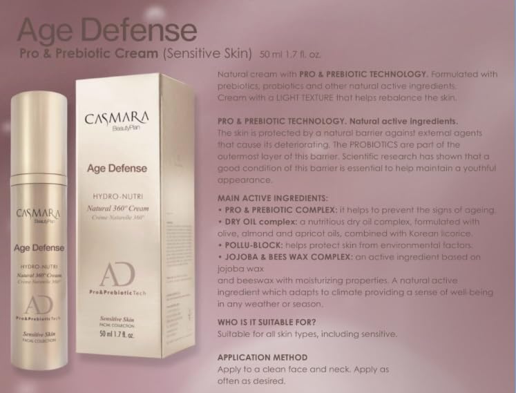 Casmara Age Defense Pro & Prebiotic Cream 50 ml | Balanced Skin, Probiotic Formula