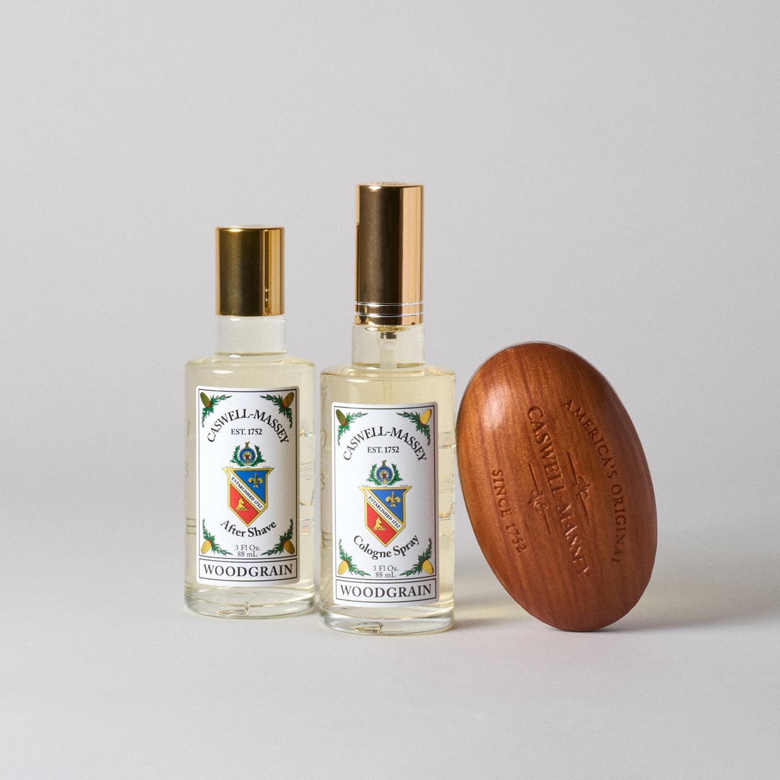 Caswell-Massey Triple-Milled Heritage Woodgrain Sandalwood Soap Set – 3 Bars, Made in USA