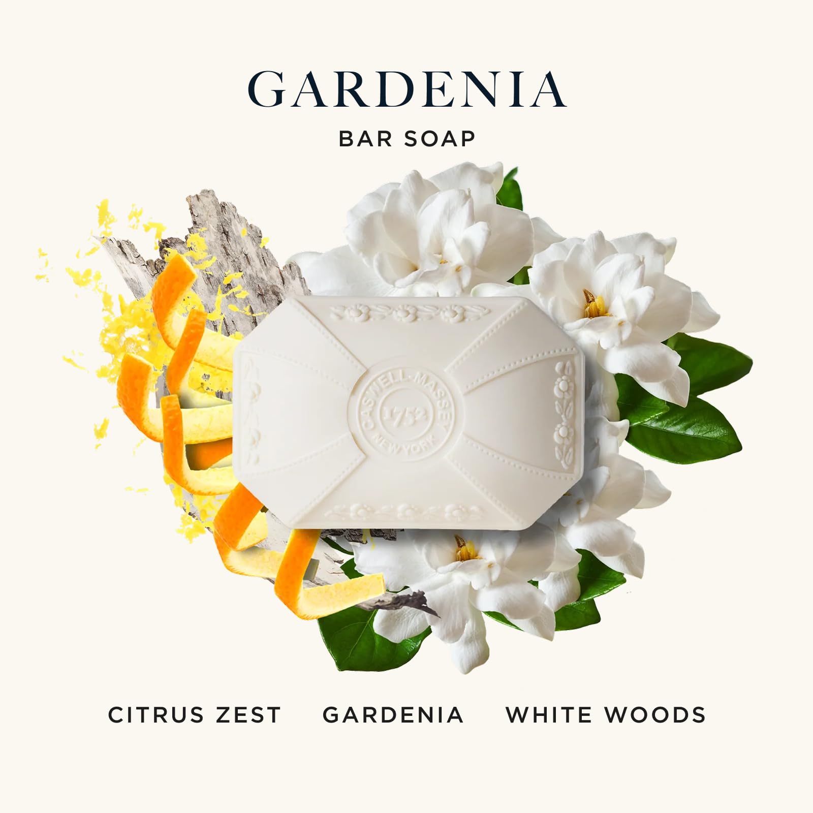 Caswell-Massey Gardenia Natural Bar Soap – Triple-Milled, Plant-Based, 3.5 oz