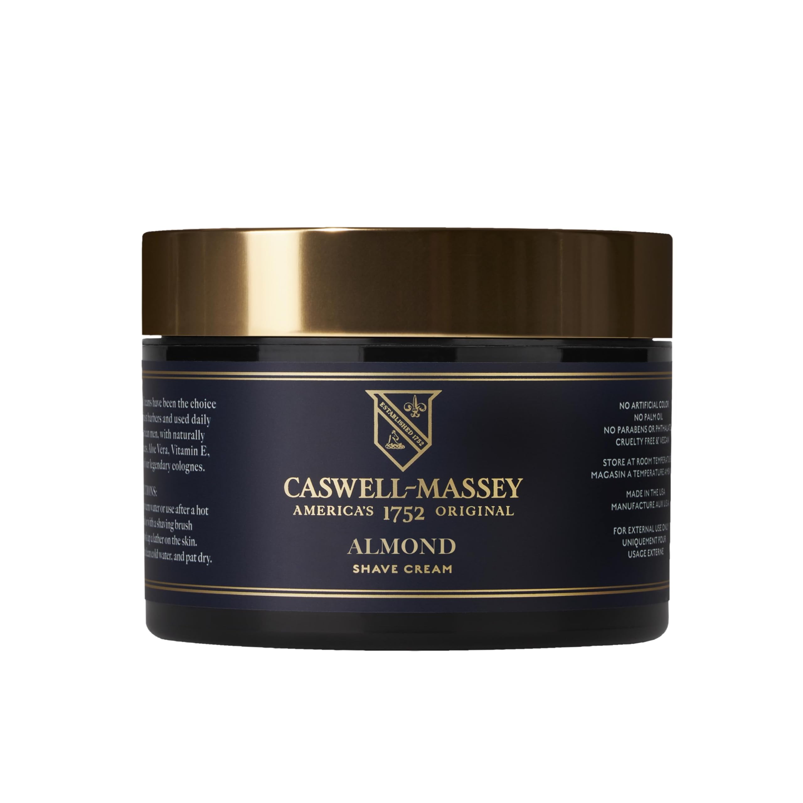 Caswell-Massey Heritage Almond Shave Cream – Natural Men’s Shaving Cream, USA Made, 8 fl oz