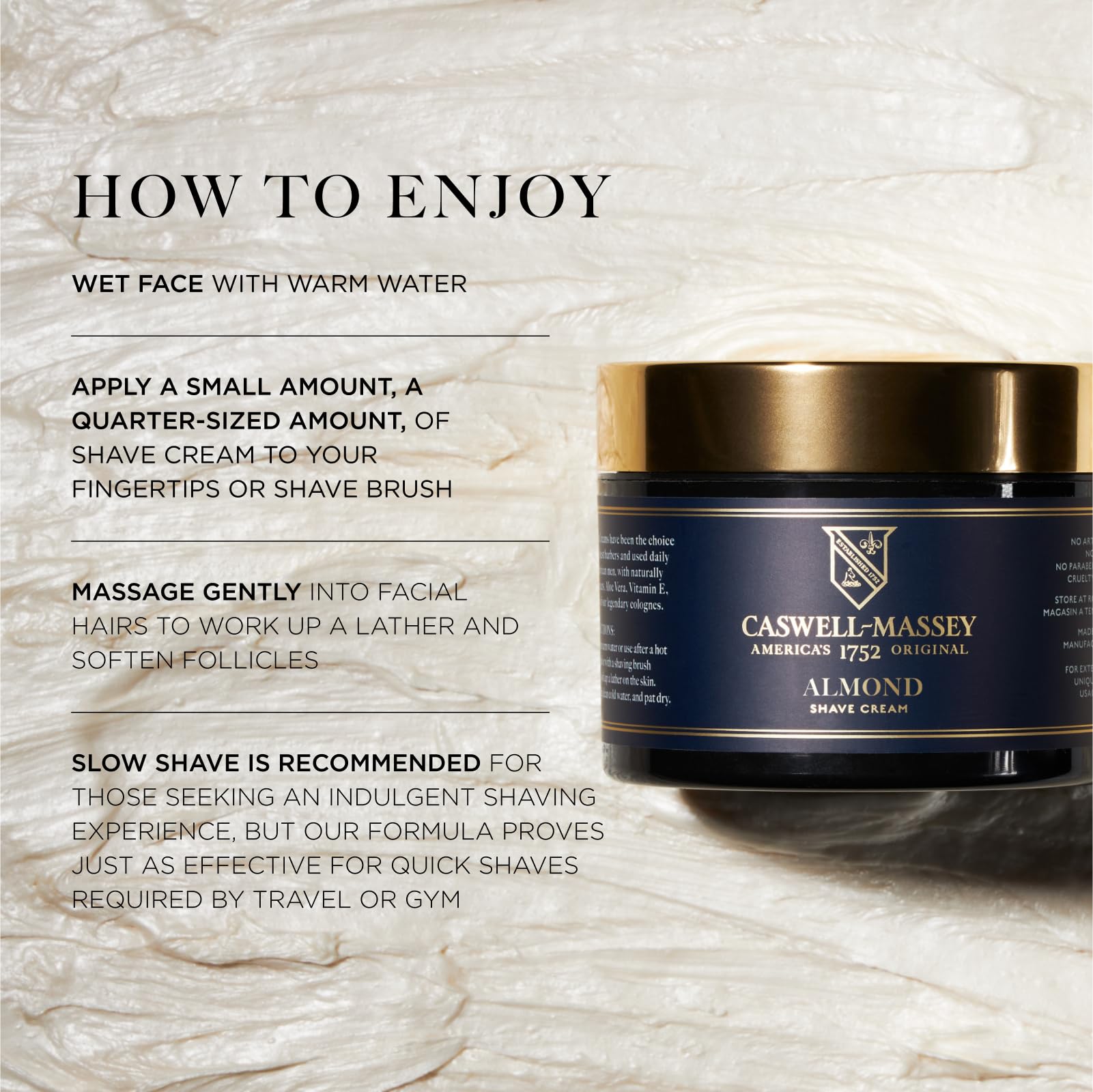 Caswell-Massey Heritage Almond Shave Cream – Natural Men’s Shaving Cream, USA Made, 8 fl oz