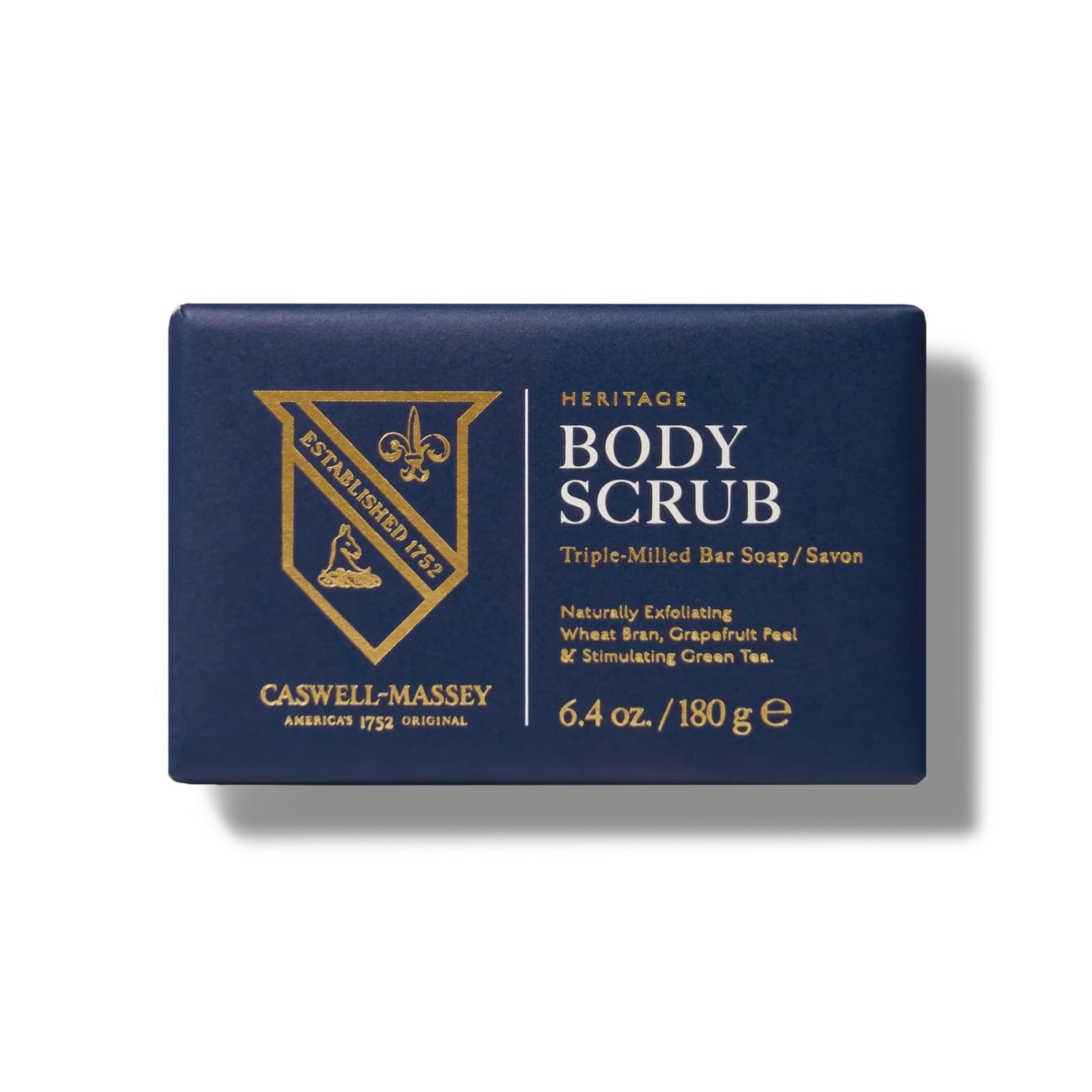 Caswell-Massey Heritage Body Scrub Bar – Exfoliating Castile Soap for Face, Body & Hands | 6.4 oz
