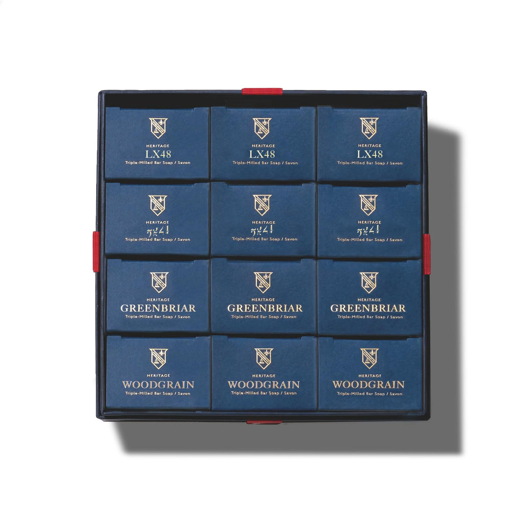 Caswell-Massey Natural Bar Soap for Men — Heritage Collection Gift Set, 12 Bars, 4 Scents