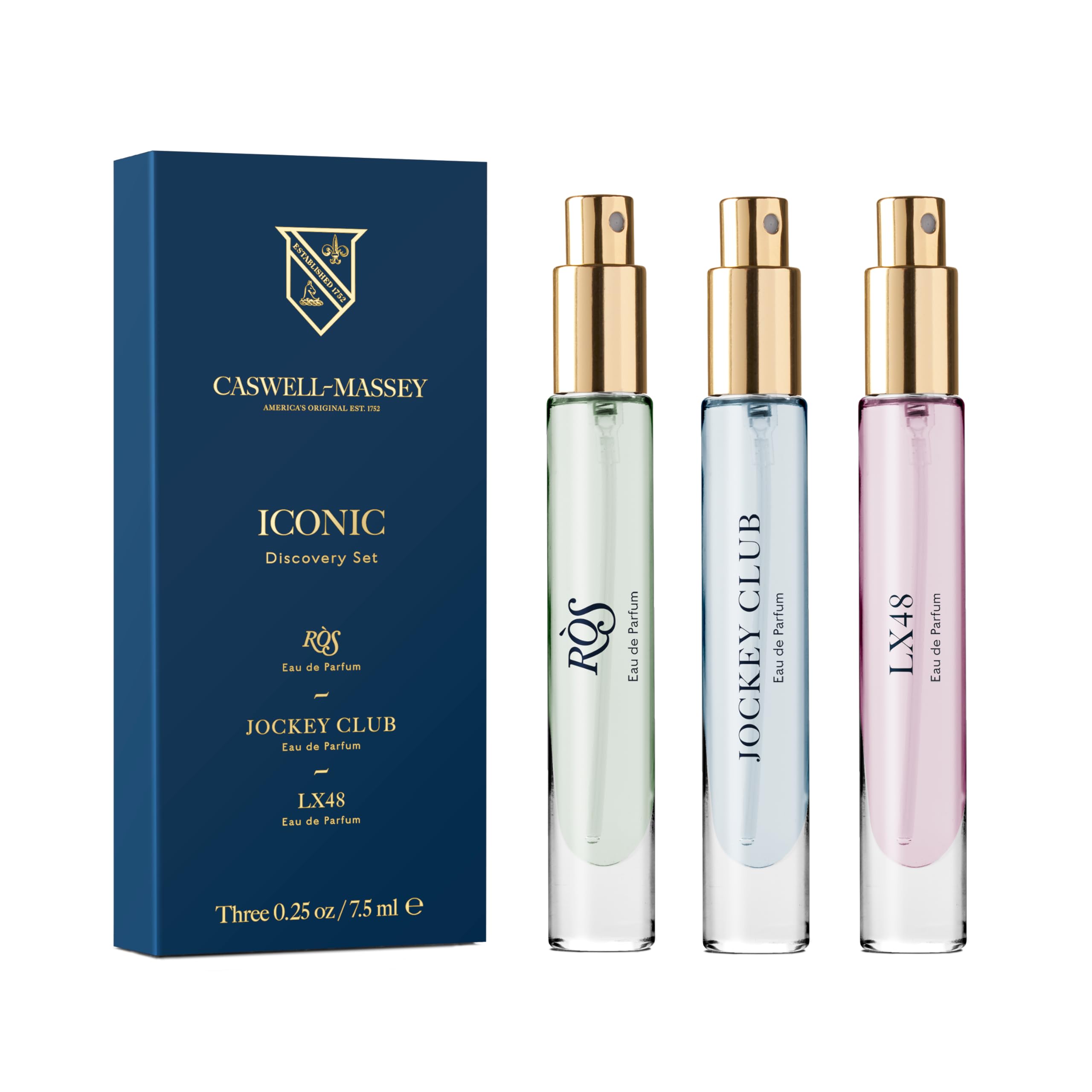 Caswell-Massey Iconic Discovery Set – Jockey Club, LX48 & RÒS (Travel Size, USA Made)