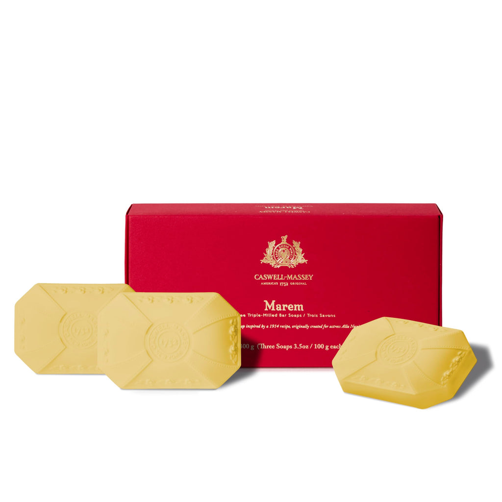 Caswell-Massey Marem Natural Bar Soap Gift Set – Moisturizing Triple-Milled Soap for All Skin Types, Made in USA