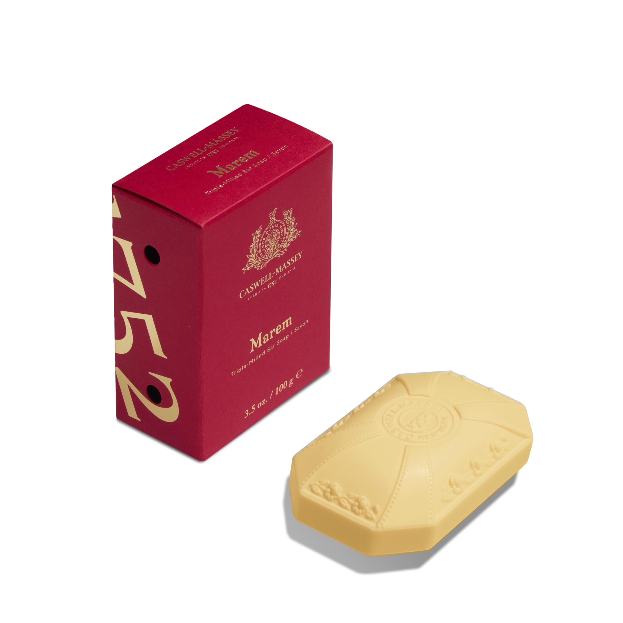 Caswell-Massey Marem Natural Bar Soap for Women — Moisturizing Plant-Based Body Soap, 3.5 oz