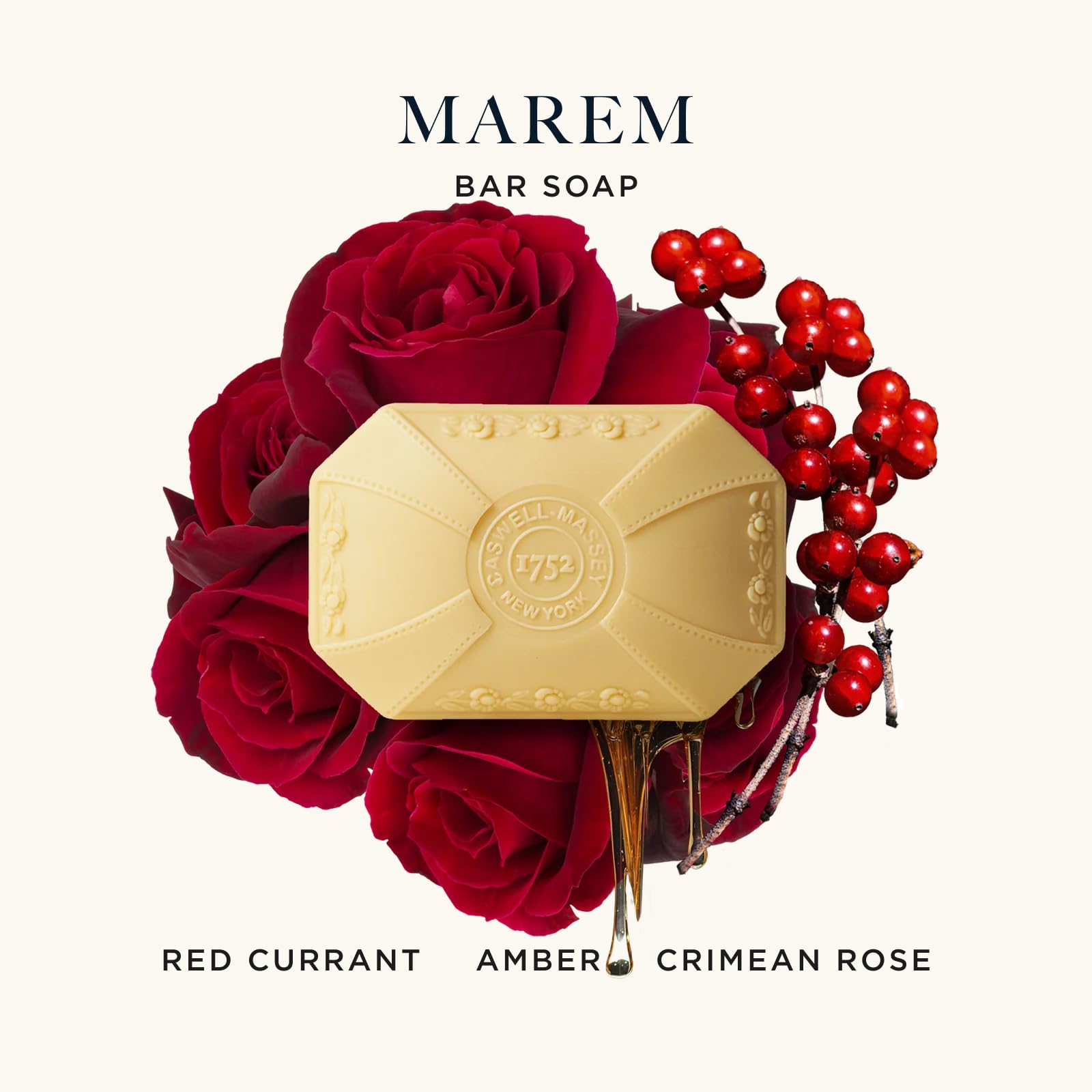 Caswell-Massey Marem Natural Bar Soap Gift Set – Moisturizing Triple-Milled Soap for All Skin Types, Made in USA