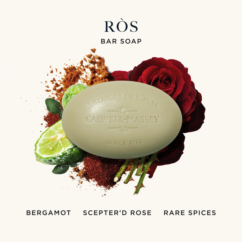 Caswell-Massey ROS Bar Soap for Men — Moisturizing, Triple-Milled, USA-Made 5.8 oz