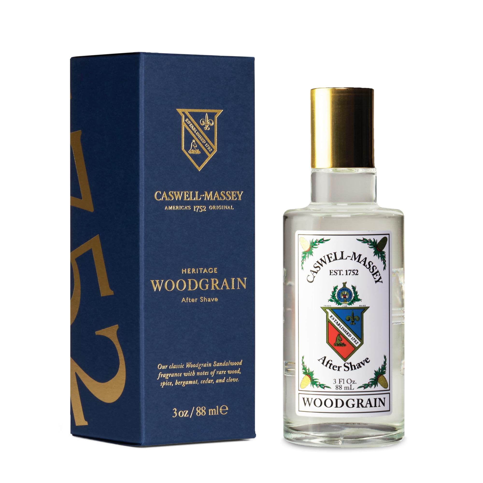 Caswell-Massey Woodgrain Sandalwood After Shave – Soothing Cedarwood & Clove, Made in USA | 3 Fl Oz