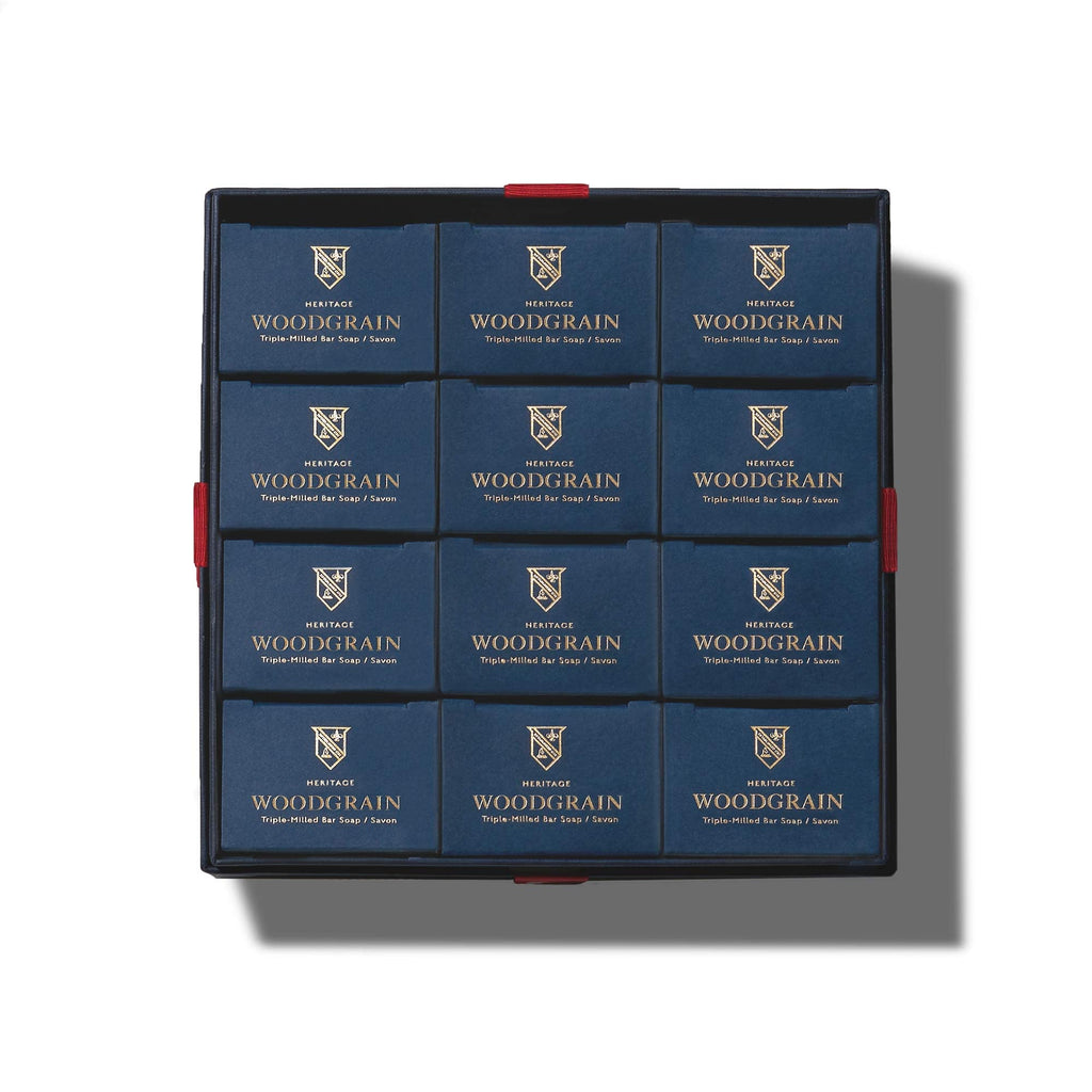 Caswell-Massey Woodgrain Sandalwood Gift Set – 12 Bar Triple-Milled Plant-Based Soap, USA Made