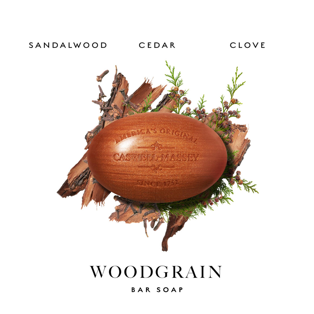 Caswell-Massey Woodgrain Sandalwood Gift Set – 12 Bar Triple-Milled Plant-Based Soap, USA Made