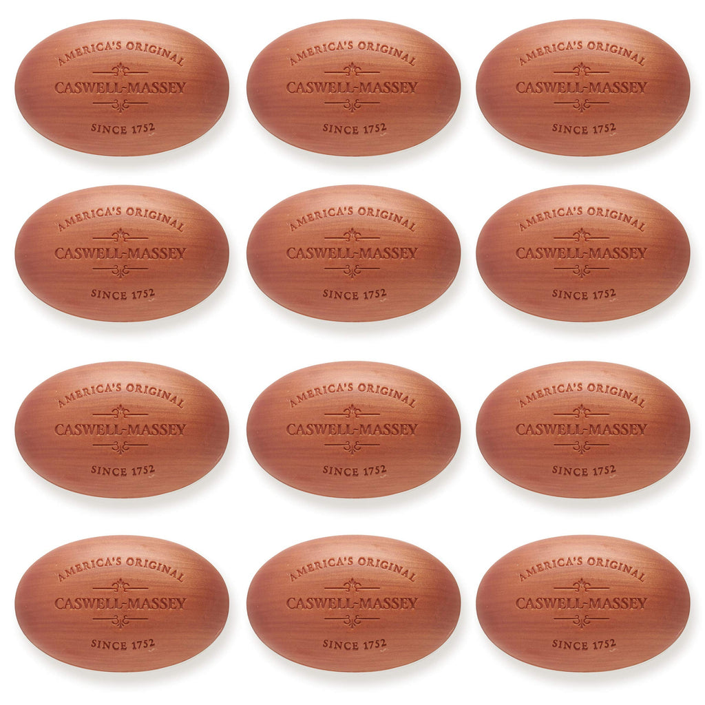 Caswell-Massey Woodgrain Sandalwood Gift Set – 12 Bar Triple-Milled Plant-Based Soap, USA Made