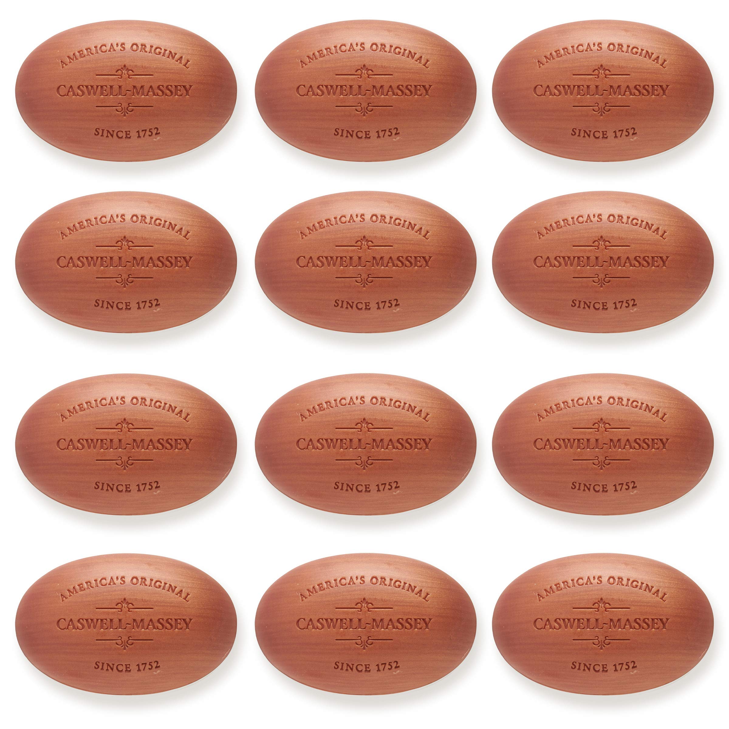 Caswell-Massey Woodgrain Sandalwood Gift Set – 12 Bar Triple-Milled Plant-Based Soap, USA Made