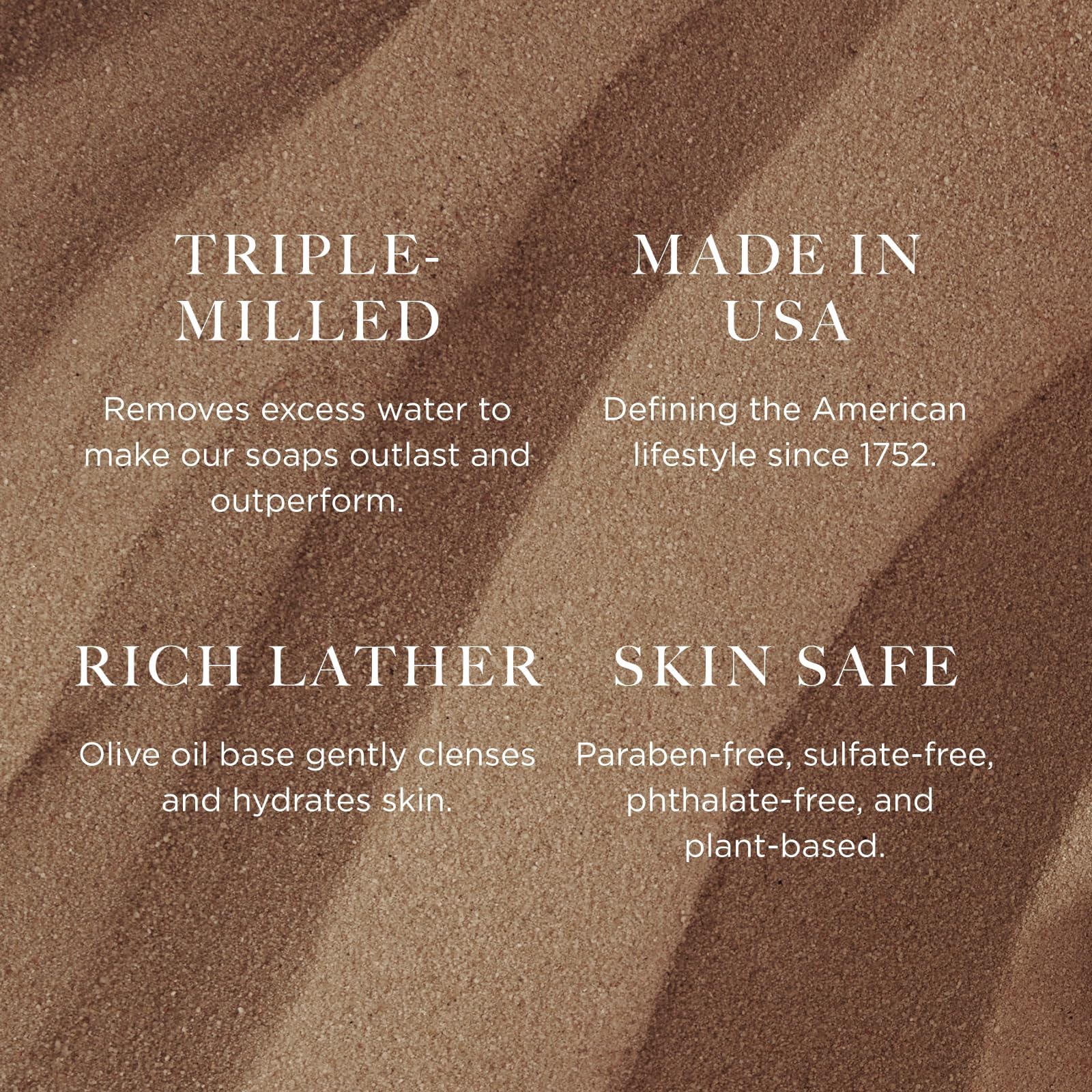 Caswell-Massey Triple-Milled Heritage Woodgrain Sandalwood Soap Set – 3 Bars, Made in USA