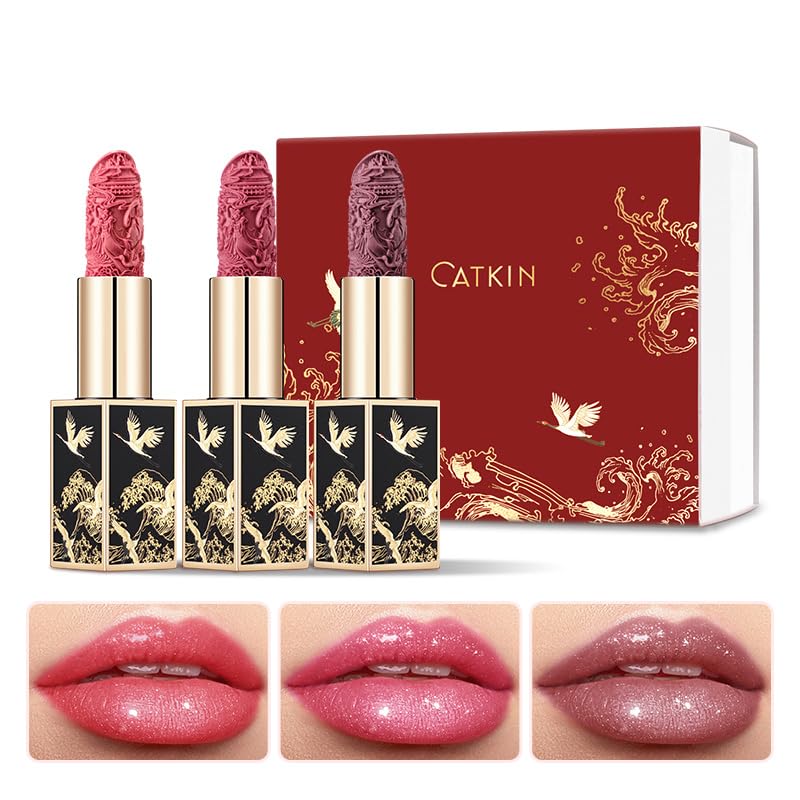 Catkin Lipstick Gift Set for Women — 3-Piece Matte, Hydrating Lip Colors